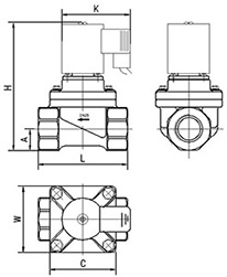 UPVC塑料電磁閥尺寸圖